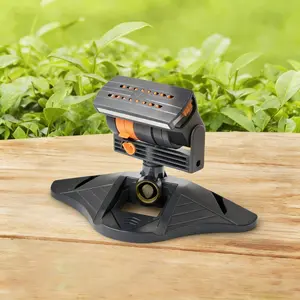 Adjustable Oscillating Sprinkler, Adjustable Dual Spray, 16 Nozzles, Wide Coverage, Tri-Pod Stand, Ideal for Lawn, Yard, Garden Irrigation