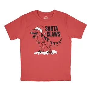 Toddler Funny T Shirts Santa Claws Sarcastic Xmas Dino Graphic Novelty Tee For Young Kids Funny Toddler Shirts Christmas Apparel for Toddler Childrens Graphic Tees Red -