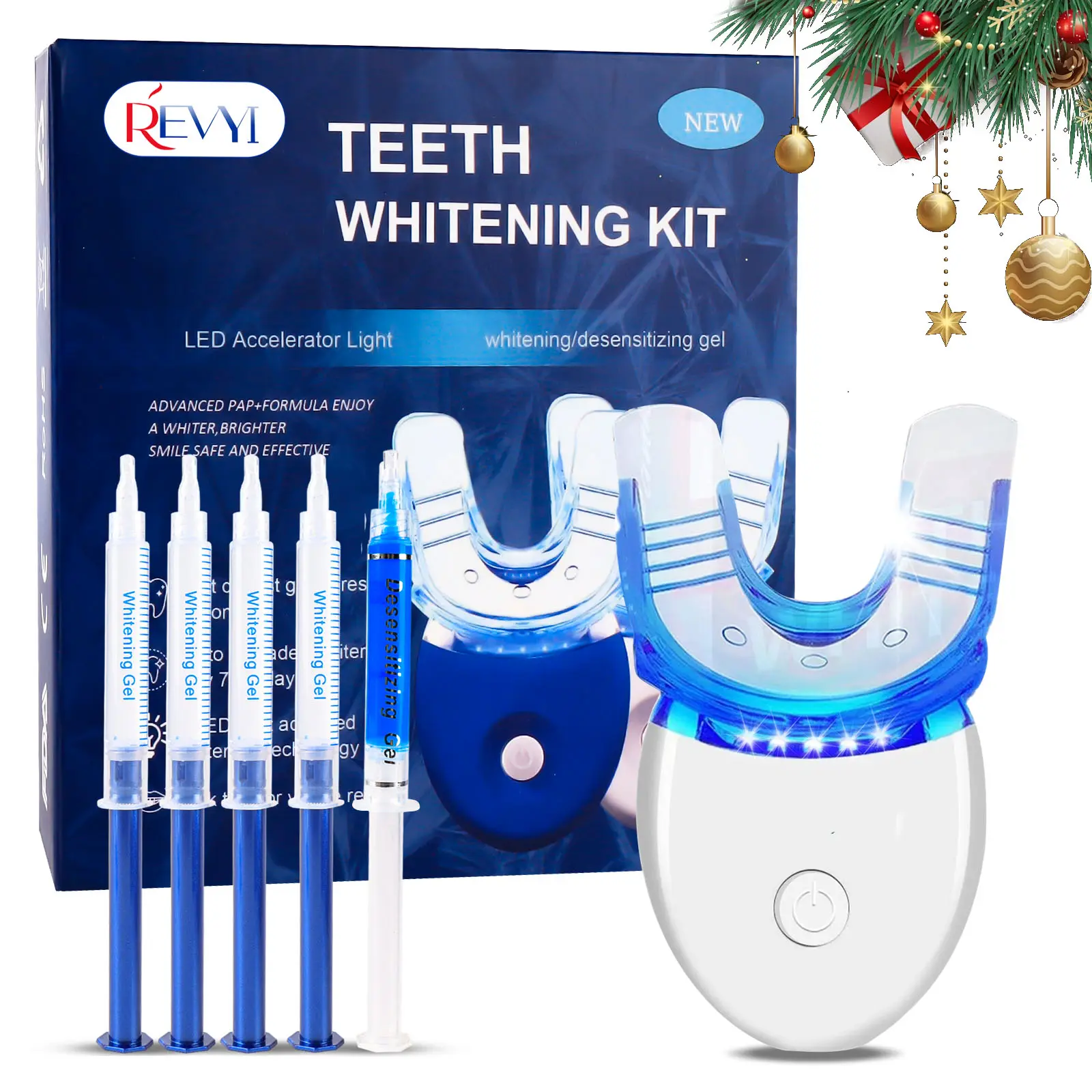 LED Teeth Whitening Light Teeth Whitening Kit with 5 X 3ml Carbamide Peroxide Teeth Whitening Gel,Safe Enamel, perfect ift for Parents,girlfriend/boyfriend gift