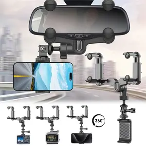 Rear View Mirror Phone Holder Phone Mount for car,Adjustable Rotatable Car Phone Mount Rearview Mirror Phone Holder Bracket Clip Clamp Fits for iPhone Samsung LG All Width 5-9cm Cell Phones Universal