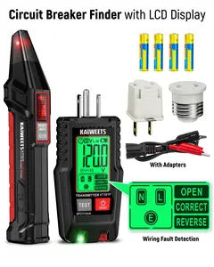 KAIWEETS AC Circuit Breaker Finder Tool with Alert LCD Display, 2-Piece Set Electric Tester and Voltage Tester with Transmitter and Receiver, NCV Function & Flashlight, Non-Contact Cable Tester and Integrated GFCI Outlet Tester, Portable Detector