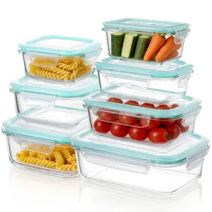 7 Pack Glass Food Storage Containers with Lids,Lunch Box Microwave Safe, Airtight Meal Prep Containers Glass, Oven Safe Bento Boxes,Tupperware Set