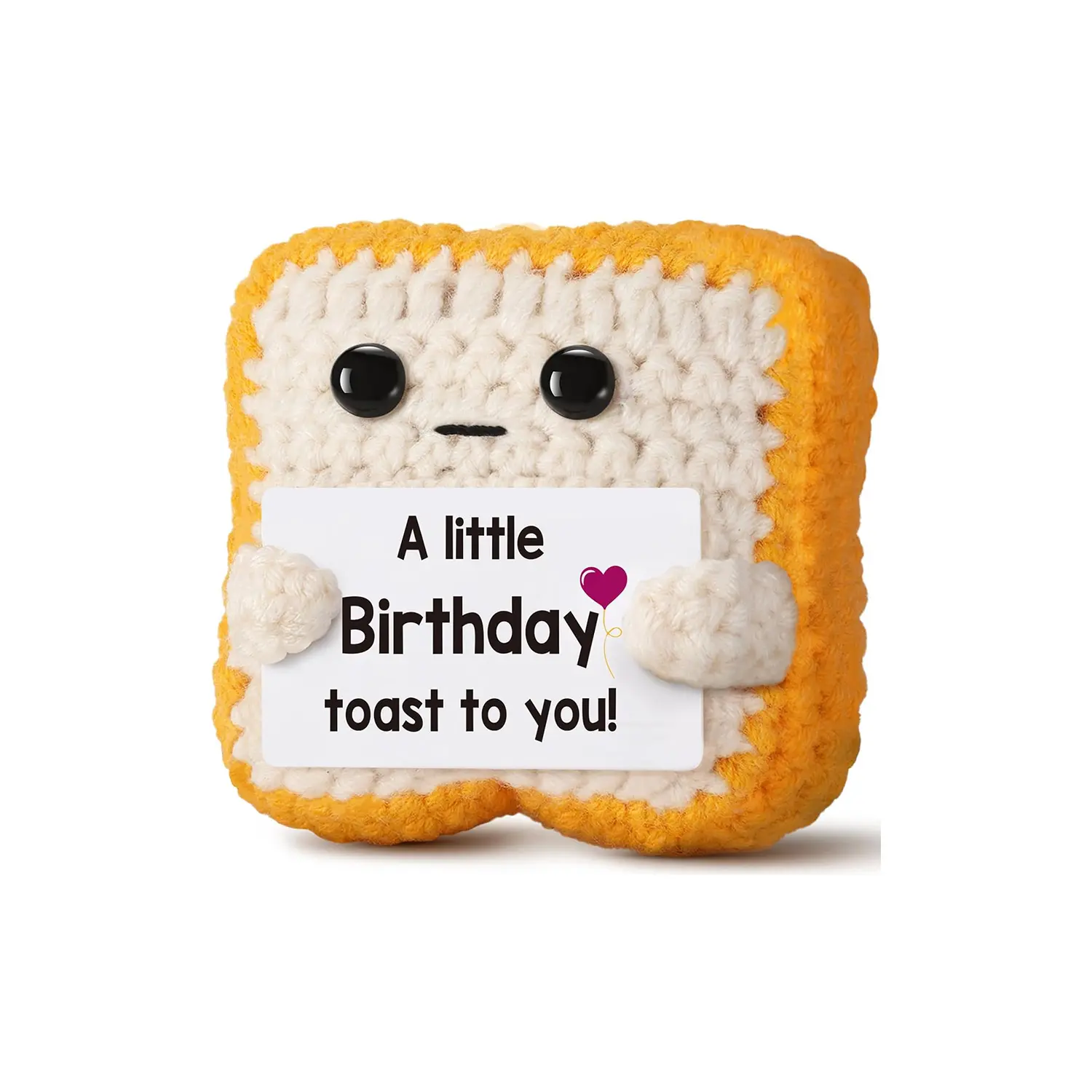A little Birthday Toast to you - Crochet Amigurumi Toast Happy Birthday Gifts Card, Fathers Day Dad Gifts for Mom Women Men Her Him Sister Best Friend Girls Boys Funny Handmade Knitted Emotional Positive Toast Handmade Crochet Figure