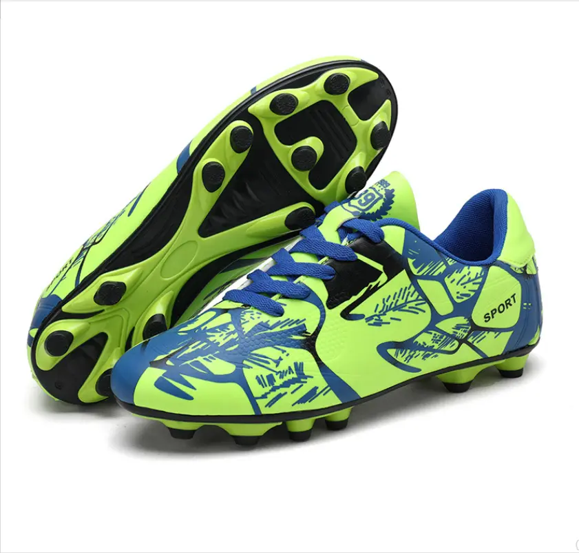 Unisex Green Soccer Cleats Size 42, Firm Ground Spike Football Boots, Breathable Anti-Slip Outdoor Training Soccer Shoes, Versatile Rugby Cleats for Men Women Competition & Daily Practice