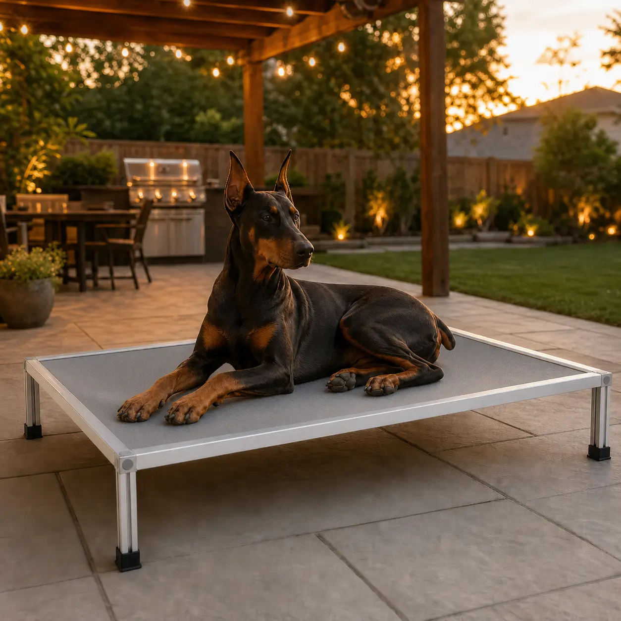 Chew-Proof Aluminum Large Size Elevated Dog Bed for Big Dogs
