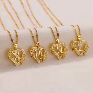 Personalized Initial Heart Necklace A–Z Gold Gift for Her Elegant Jewelry with Initial Letter Pendant