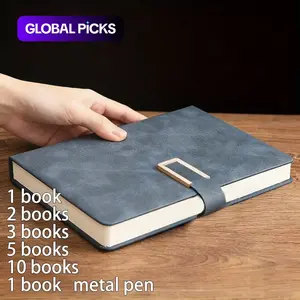 Vintage Simple Style Notebook Set, U-Type Buckle Pen Slot, 192 Pages, Business Office Meeting Diary, School Life Journal