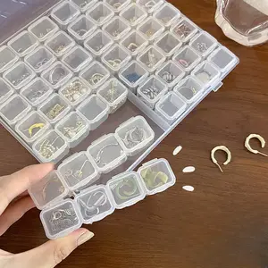 Transparent Plastic Storage Box 28/56 Grids Dustproof Multi-grid Diamond Art Accessories Bead Organizer Nail Art Rhinestones Crystal Beads Earrings Studs Rings Jewelry Box