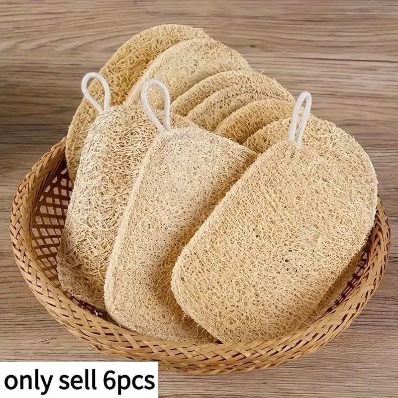 6-Piece Natural Loofah Dish Sponge Set, Kitchen Sponges, Dishwashing Sponge, Durable Kitchen Cleaning Tool, Reusable & Eco-Friendly Design, Perfect for Daily Use