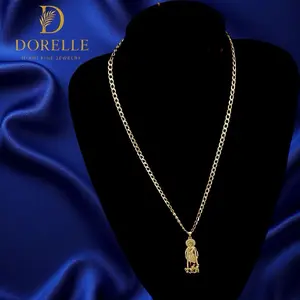 Dorelle Simple Gold Chain Necklace with San Lazaro Pendant - Minimalist Jewelry Series