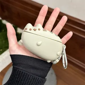 1 piece of Pusheen shaped headphone protective case, anti drop and durable silicone headphone case, Apple wireless Bluetooth headphone case, suitable for AirPods 1/2/3/4/pro/pro2/pro3 Earphone Protective Cover