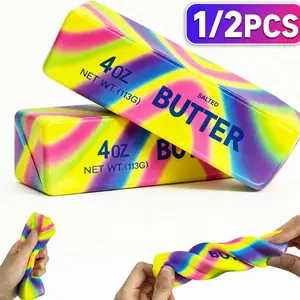 Butter Squishy Stress Relief Toys Rainbow, Realistic Soft Butter Stick Squeeze Fidget Toys, Slow Rising Sensory Toys for Adults & Kids