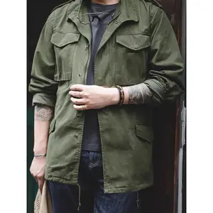 M65FieldJacket,Men'sMilitaryJacket,RetroMultiPocketCollarZipperJacket,100%Cotton