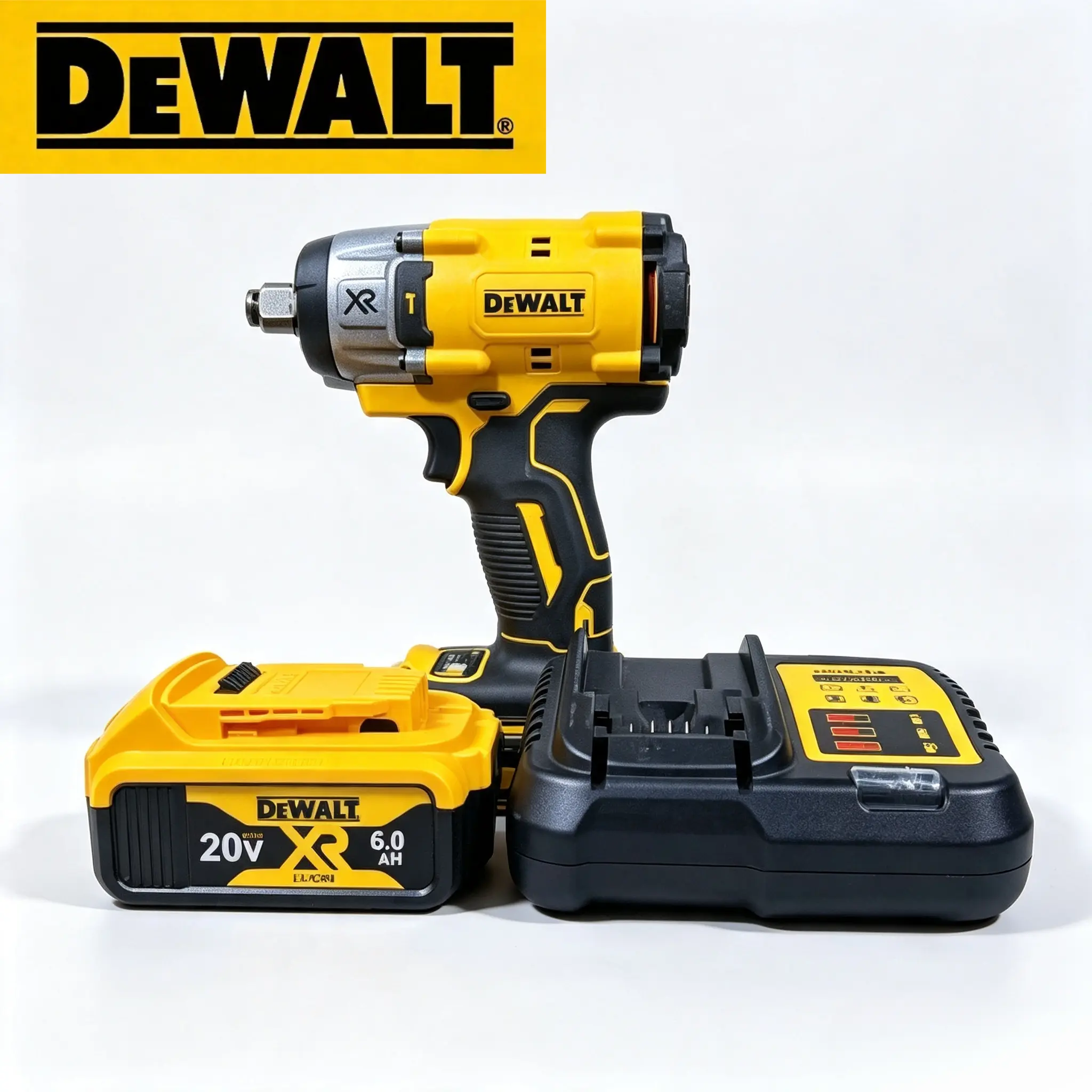 Dewalt 922 20V XR Impact Wrench Full Kit With 6.0Ah XR Battery And Complete Charger, Ergonomic Non-slip Handle And Robust Housing Structure For Professional Mechanics And Construction Workers