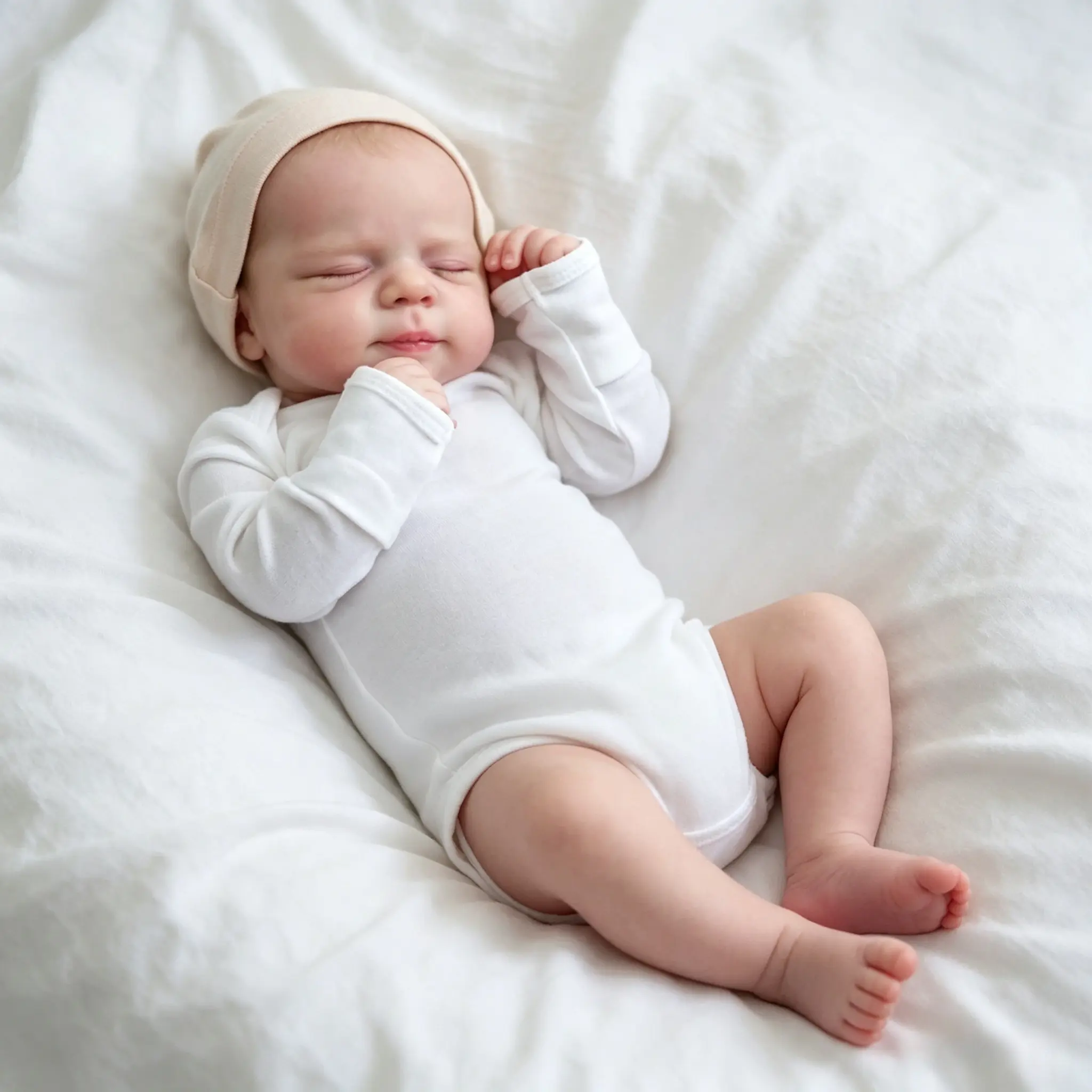 19Inch 48cm Soft vinyl Asleep Reborn Baby Doll with 3D-paint Skin with Visible Veins Alive Newborn Bebe Toy for 3+ Girl Birthday Gift Kids Art Dolls