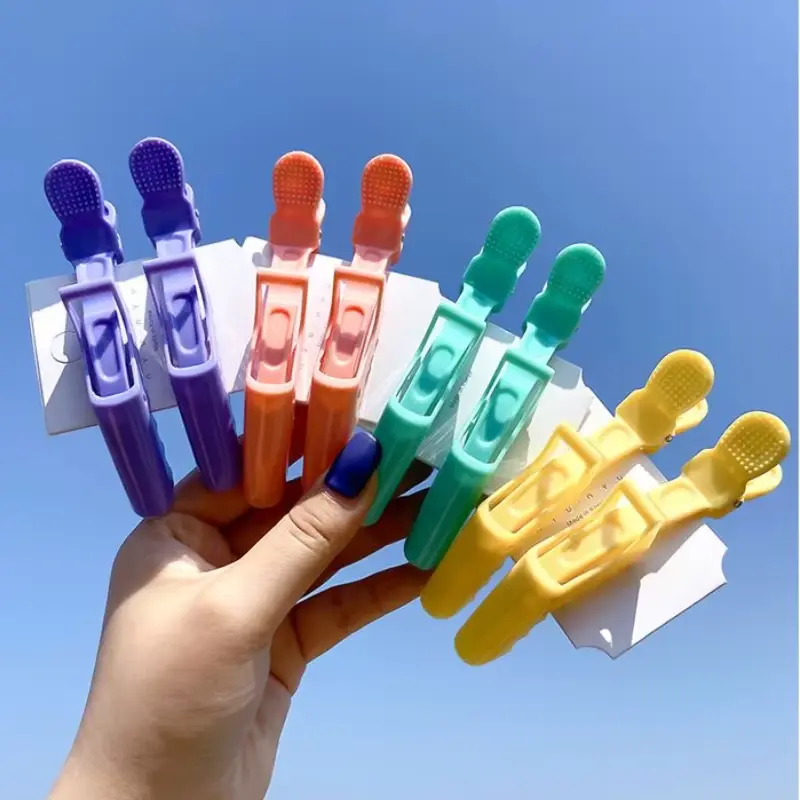 [Free Gift] Colorful Alligator Hair Clips Clamps 2pcs Random Color Hairdressing Professional Salon Hair Grip Crocodile Hairpins Hair Barber Accessories