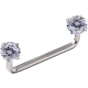 16G CZ Staple Barbell G23 Titanium Flat Surface Piercing Jewelry Internally Threaded Surface Piercing Barbell 12-20mm Body Piercing Jewelry