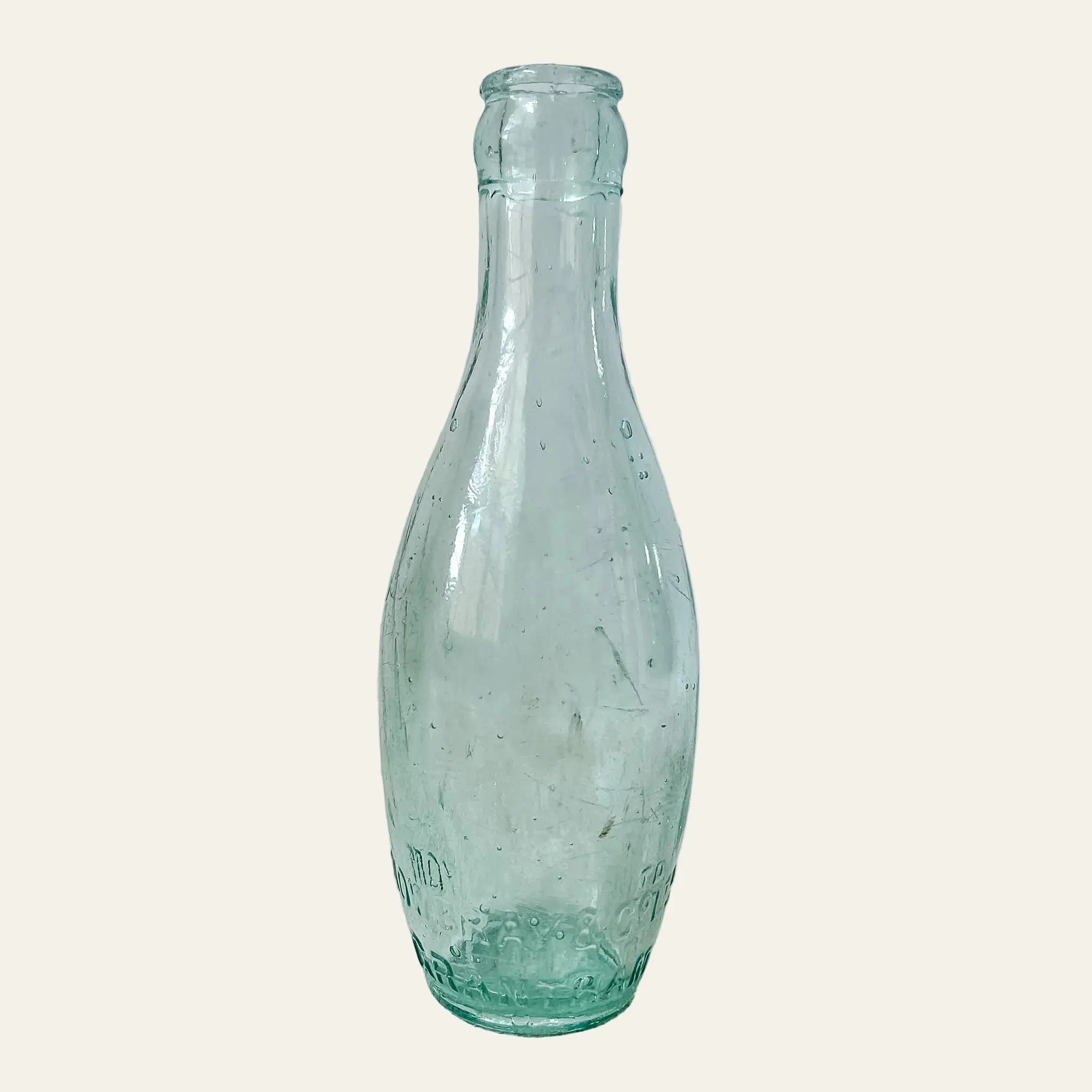 Antique Mowbray & Co. Embossed Aqua Glass Soda Bottle