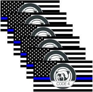6PCS Thin Blue line Sticker Code 4, American Flag Thin Blue Line Car Decal, Police Support Stickers, American Flag Thin Blue Line Decal, for Cars Trucks Window Laptop
