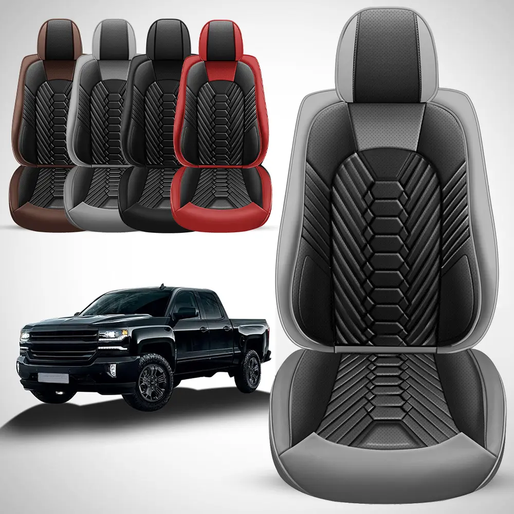 Arespark 5 Seats Seat Covers Full Set for Chevy Silverado GMC Sierra Pickup Trail Boss Custom Fit 2007-2025 1500 2500HD 3500HD Crew Double Extended Cab Waterproof Faux Leather Seat Protectors( Front and Rear)-  #SummerWins #DealsforYouDays