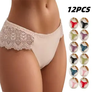 Ultra Comfort No Show Seamless Thongs6/12 pieces of women's briefs, simple and stylish, high quality, underwear, , comfortable, pure cotton,  inner wear, style, elastic, comfortable, basic style Breathable Costumes underwear panties thongs Womenswear Mesh