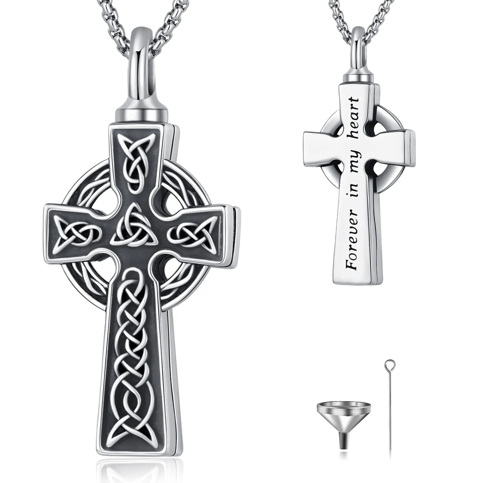 DRINSPER S925 Sterling Silver Celtic Knot Urn Necklace for Ashes, Religious Sentimental Memorial Pendants Jewelry, Non Tarnish Keepsake for Women, Non Tarnish Necklace, Sentimental Necklaces