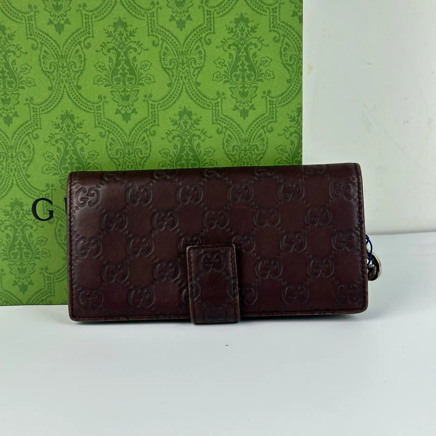 Pre-owned GUCCI Guccissima Brown Leather Bifold Long Wallet