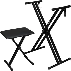 Heavy Duty Keyboard Stand and Bench, Piano Stand and Keyboard Bench with Adjustable Height and Portable