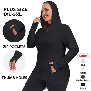 COOTRY【Plus Size】Jacket Women’s Lightweight Fitted Zip-Up Jacket Gym Stuff For Women Long Sleeve Jacket Zippered Pockets Collared Neck Jacket with Thumb Holes | Amazon Work Out Jacket |Athletic Wear |Plus Size Fashion| Tech Jacket Woman
