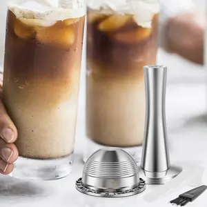 Stainless Steel Coffee Capsule Reusable Coffee Pods Practical Coffee Pod Refill Kit with Filling Spoon Brush Coffee Tamper Complete Coffee Capsule Refill Kit for Making Coffee