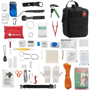 VEVOR Survival First Aid Kit, 250 Pieces, 600D Nylon Trauma First Aid Bag, Survival Gear and Equipment, Emergency Kits, for Men Women Camping, Boat, Earthquake, Hiking, Hunting, and Outdoor Adventure