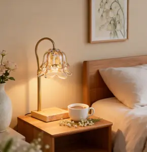 Flower Candle Warmer Lamp with Timer : With 3 Bulbs, Table Lamp Height Adjustable, Home Bedroom Decor, House Warming Gift, Birthday Gift, Gift for Women, Mother's Day Gifts Decoration Items Ornaments, Valentine's Day gift