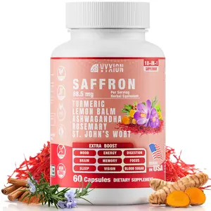 VYXION Saffron 18-IN-1 Supplement, Saffron Extract with Turmeric & Ashwagandha for Mental Clarity, Focus & Stress Support, Boost Energy & Mood, Support Eye Health - 60 Capsules