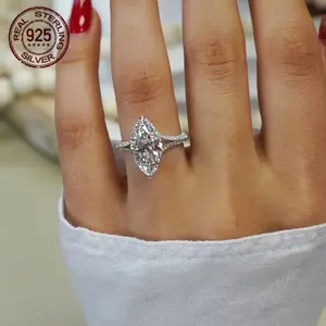 Vintage 1.5CT Marquise Cut Engagement Rings 925 Sterling Silver Wedding Rings Fashion Luxury Promise Rings For Women limited jewelry