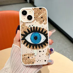 Phone Case: Evil Eye Boho Glitter Eye Modern Textured Sparkle Accent Magnetic Bare-Hand Feel Drop-proof and Scratch-resistant Protective Case Suitable for iPhone 17 E Air Pro ProMax iPhone16 15 14 Plus 13 12 11 X XS XR An Excellent Gift Choice