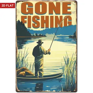 Fish Sign Fishman Metal Signs Going Fishing Funny Signs Plaque Fish Vintage Metal Wall Art Poster for Man Cave Bedroom Bar Pub Lake House Wall Decor Cabin Fishing Gifts 8x12 inch