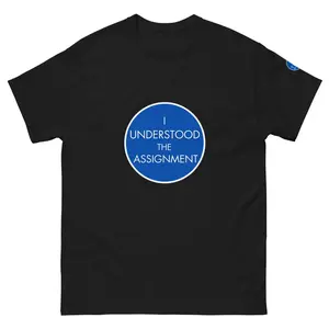 Blue Dot -" I Understood the Assignment" Unisex Cotton T-Shirt signature graphic