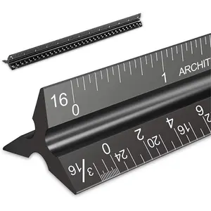 212 MAIN Architect-Type Triangular Ruler, Durable Office Measuring Tool with Multiple Scales, In/cm Dual Units, for Drawing & Craftwork Assist