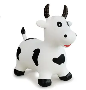 Bouncy Hopper Bull - Inflatable Ride-On for Toddlers with White Body & Black Horns - Promotes Balance & Motor Skills - Perfect for Indoor Play & Gifts