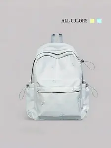 Large solid color versatile and simple backpack with bow tie for girls in class, Backpack For School, backpack with large capacity for travel