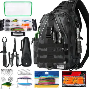 Fishing Backpack Tackle Sling Bag-Backpack with Rod Holder- Lightweight Tackle Box Fly Fishing Gifts  Men Women