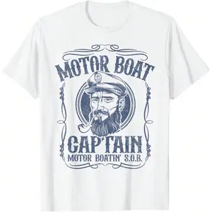 Motor Boat Captain Funny Pontoon Boating Motor Boatin Lake T-Shirt trendy t-shirts