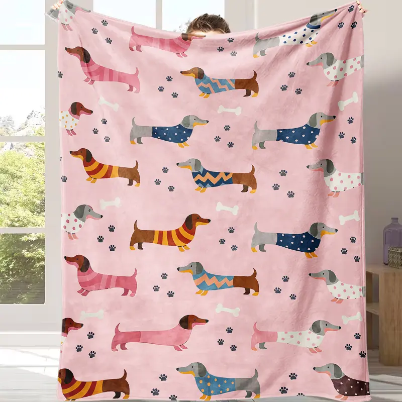Cute Dachshund Pink Blanket – Ultra-Soft Plush Throw with Adorable Sausage Dog Patterns for Dog Lovers & Cozy Snuggles!Perfect Dachshund Gift Blanket – Cute Sausage Dog Print Soft Plush for Birthdays, Christmas & Surprises for Your Dog Loving Friend!