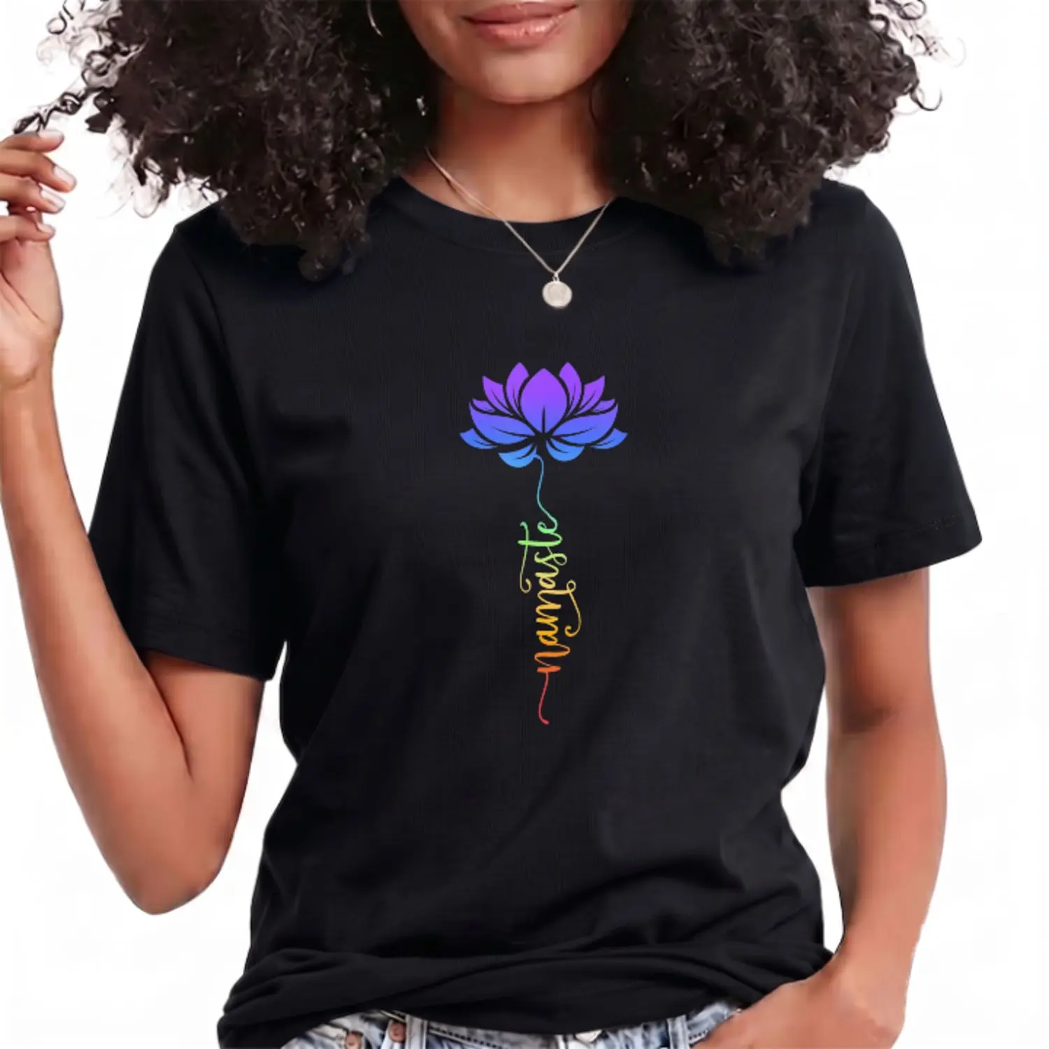 Namaste Lotus Flower Meditation Yogi 100% Cotton T-shirt