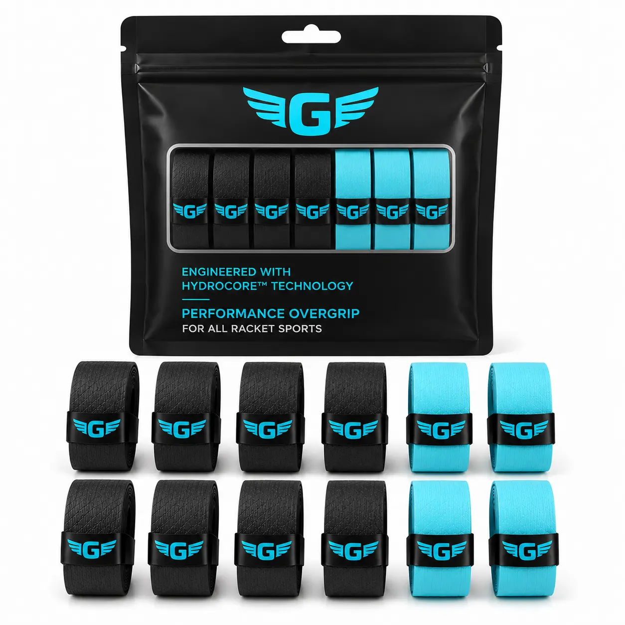Grypion Team Pack Tennis Overgrips 12-Pack | Premium Racquet Grip Tape for Tennis, Pickleball, Padel & Badminton
