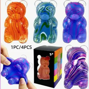 1/4 Piece Flowing Q Elastic Bear Sensory Stress Relief Toy, Jelly-Like Filling, Soft Squishy Sensory, Squeeze Relax Toy, Birthday Gift, Gift Bag Filler