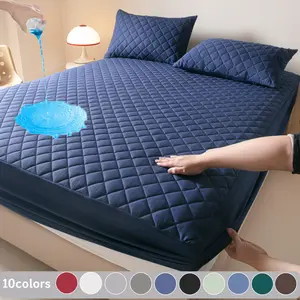 2/3 Piece Waterproof Mattress Protector Small diamond-shaped Fitted Sheet Set with Deep Pocket, Soft, Noiseless, Breathable, Stain-Resistant, Machine Washable Bed Cover for Bedroom, Guest Room, Dorm, Kids, Pets, Elderly, Hotels – Includes Pillowcases