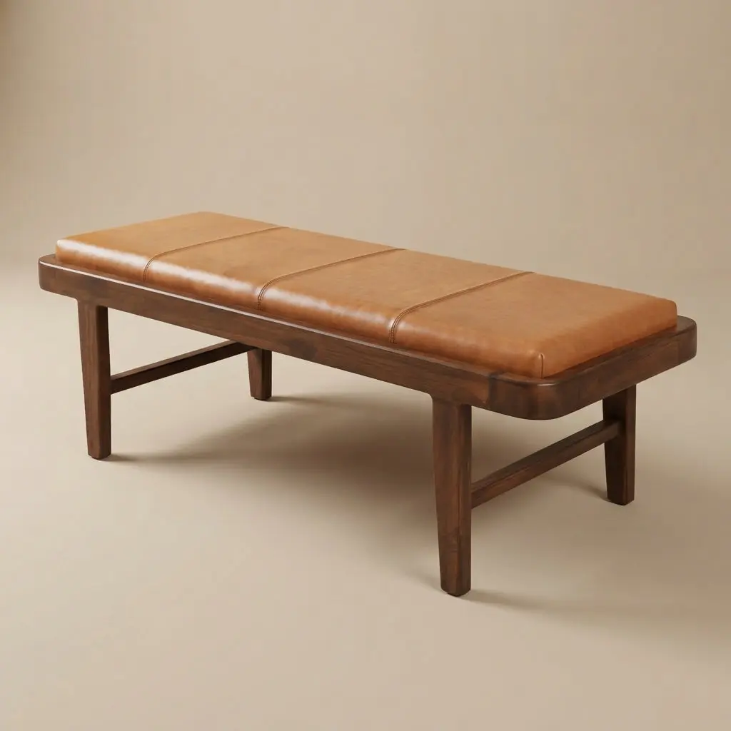 Maywood Tan Leather Bench