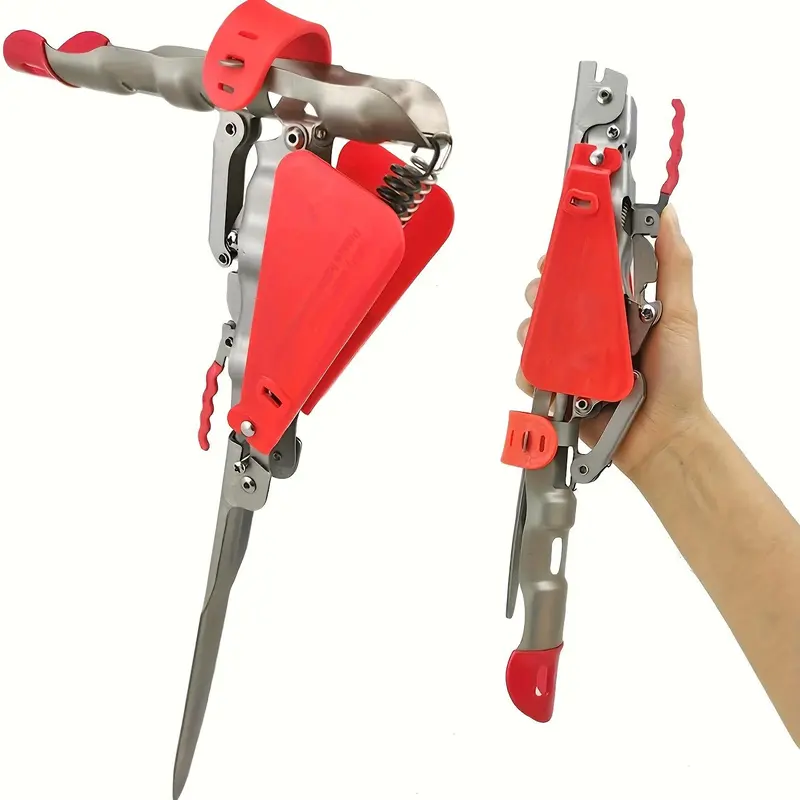 HUAPUDA 1pcs 304 Stainless Steel Fishing Rod Holder, Fishing Tackle - 9.8in Long, Multi-diameter, Durable Automatic Spring Tip-up Hook, Collapsable, Compact & Portable, 4-Hole, Stable Ground Support, Adjustable Banks Accessory