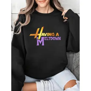 Having A Meltdown round neck hoodie, Aesthetic Mental Health Matters Cotton round neck hoodie, Trendy Disco Faux Glitter Hannah Montana round neck hoodie, Vintage Graphic Tee, Popular Unisex Apparel for Mental Health Awareness